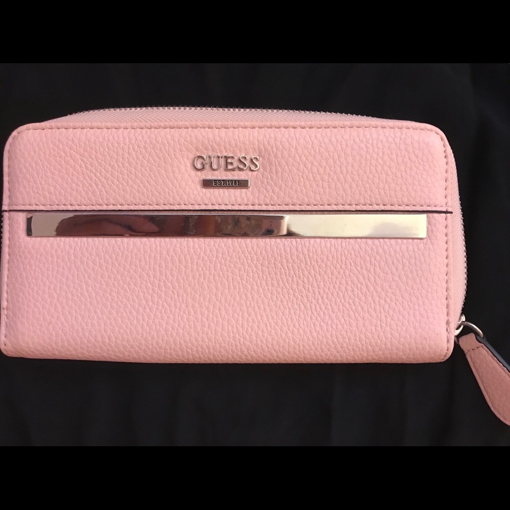Light Pink GUESS Zip-Up Wallet